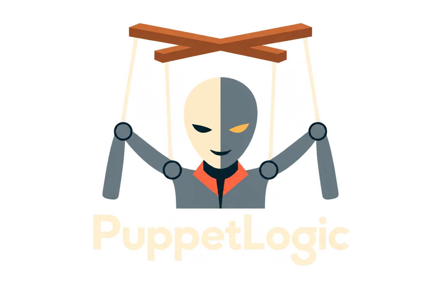 PuppetLogic: a puppet emblem with four strings and a two-tone face